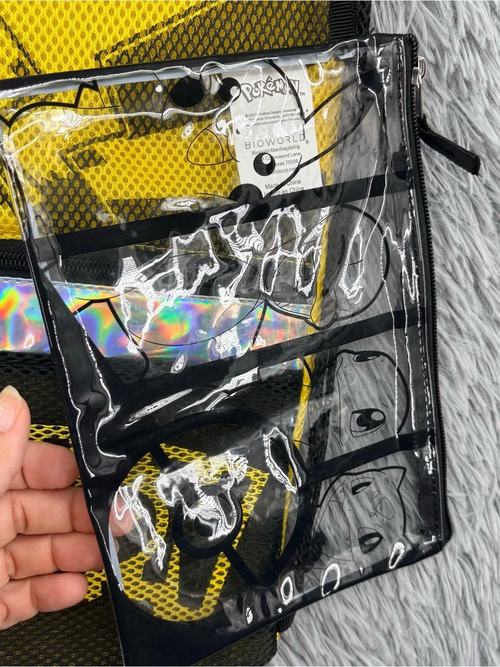 Pokemon Drawstring Backpack Zippered Pouch Brand New Gaming School Pikachu